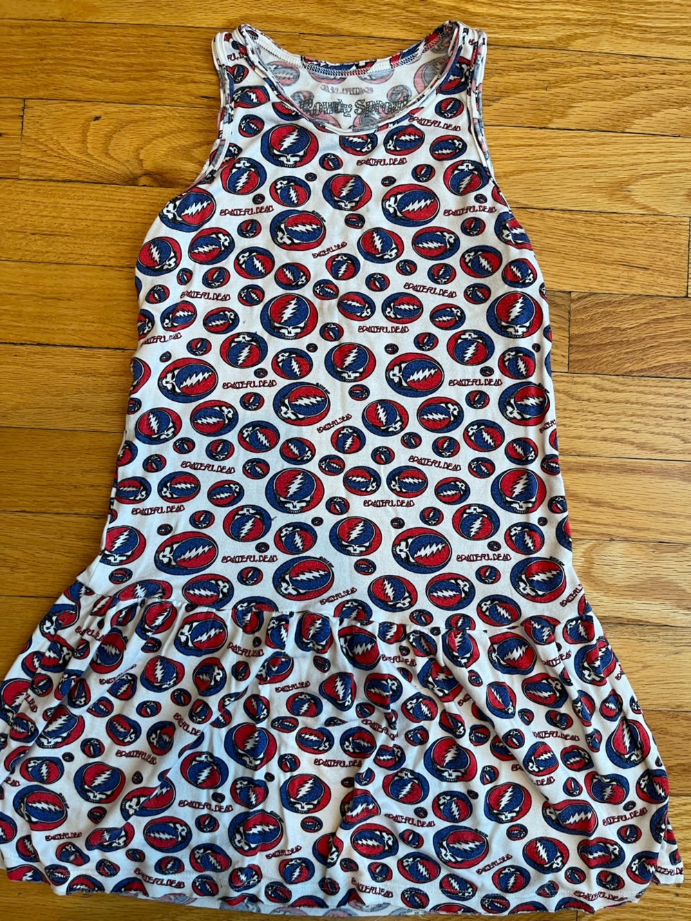 Rowdy Sprout White Tank Skirt with Red and Blue Graphic Circles